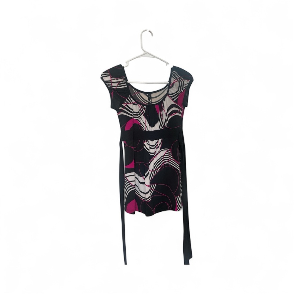 Ing Women's Black and Pink Abstract Blouse